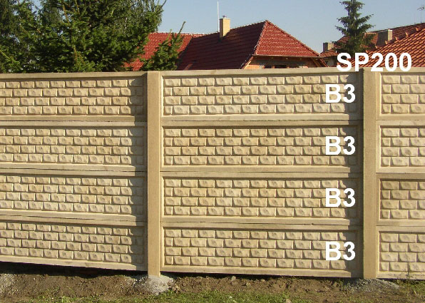 Betonový plot B3,B3,B3,B3,SP200