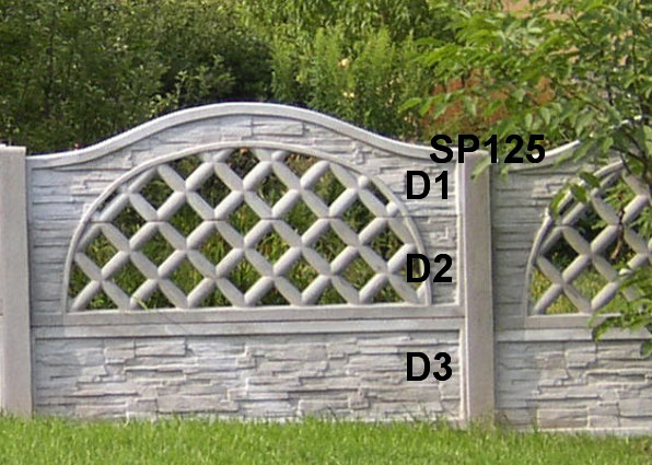 Betonový plot D3,D2,D1,SP125