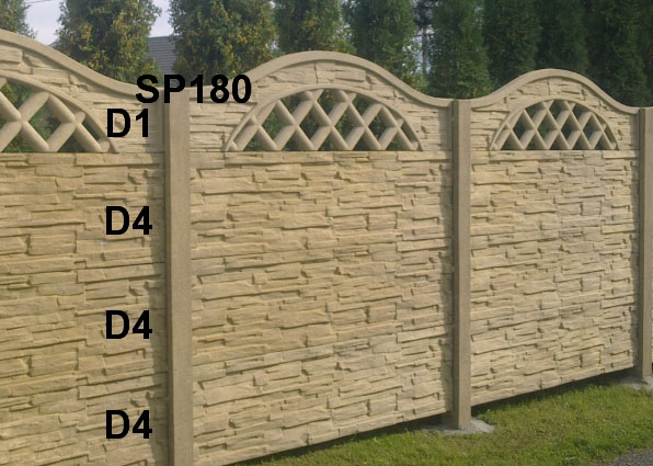 Betonový plot D4,D4,D4,D1,SP180