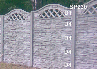 Betonový plot D4,D4,D4,D4,D1,SP230