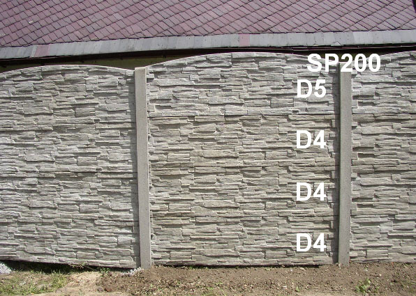 Betonový plot D5,D4,D4,D4,SP200