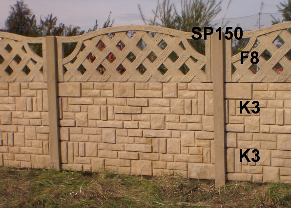 Betonový plot K3,K3,F8,SP150